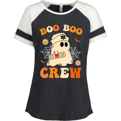 Groovy Boo Boo Crew Nurse Funny Ghost Halloween Nurse Enza Ladies Jersey Colorblock Tee