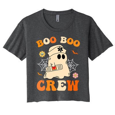 Groovy Boo Boo Crew Nurse Funny Ghost Halloween Nurse Women's Crop Top Tee