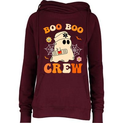 Groovy Boo Boo Crew Nurse Funny Ghost Halloween Nurse Womens Funnel Neck Pullover Hood