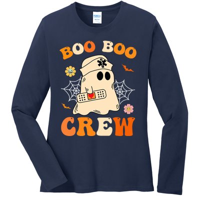 Groovy Boo Boo Crew Nurse Funny Ghost Halloween Nurse Ladies Long Sleeve Shirt