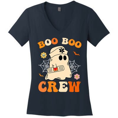 Groovy Boo Boo Crew Nurse Funny Ghost Halloween Nurse Women's V-Neck T-Shirt