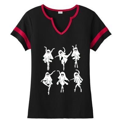 Ghost Ballerinas Ballet Dance Halloween Spooky Dance Teacher Ladies Halftime Notch Neck Tee