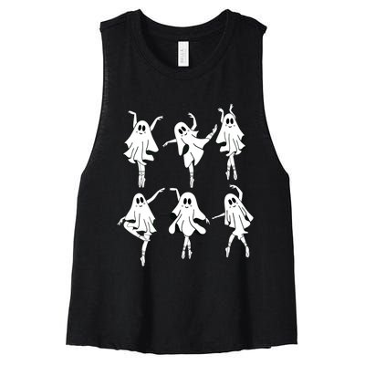 Ghost Ballerinas Ballet Dance Halloween Spooky Dance Teacher Women's Racerback Cropped Tank