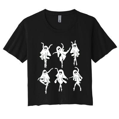 Ghost Ballerinas Ballet Dance Halloween Spooky Dance Teacher Women's Crop Top Tee