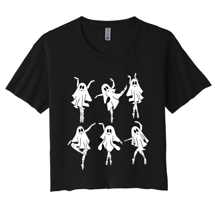 Ghost Ballerinas Ballet Dance Halloween Spooky Dance Teacher Women's Crop Top Tee