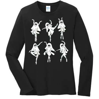 Ghost Ballerinas Ballet Dance Halloween Spooky Dance Teacher Ladies Long Sleeve Shirt