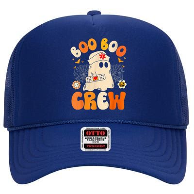 Groovy Boo Boo Crew Nurse Funny Ghost Wo Halloween Nurse High Crown Mesh Back Trucker Hat