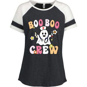 Groovy Boo Boo Crew Cute Ghost Halloween Costume Nurse Gift Enza Ladies Jersey Colorblock Tee