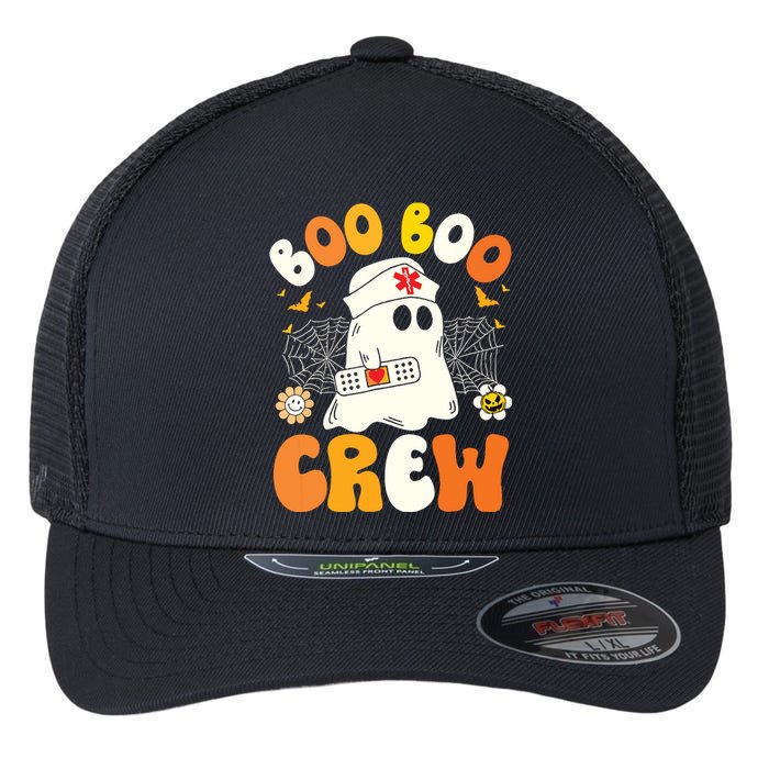 Groovy Boo Boo Crew Nurse Funny Ghost Halloween Nurse Flexfit Unipanel Trucker Cap