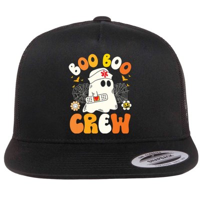 Groovy Boo Boo Crew Nurse Funny Ghost Halloween Nurse Flat Bill Trucker Hat