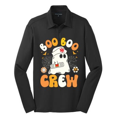 Groovy Boo Boo Crew Nurse Ghost Halloween Funny Nursing Gift Silk Touch Performance Long Sleeve Polo