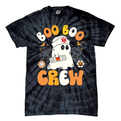 Groovy Boo Boo Crew Nurse Ghost Halloween Funny Nursing Gift Tie-Dye T-Shirt