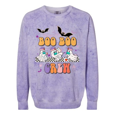 Groovy Boo Boo Crew Nurse Halloween Ghost Spooky Season Cute Gift Colorblast Crewneck Sweatshirt