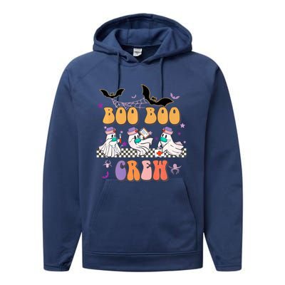 Groovy Boo Boo Crew Nurse Halloween Ghost Spooky Season Cute Gift Performance Fleece Hoodie