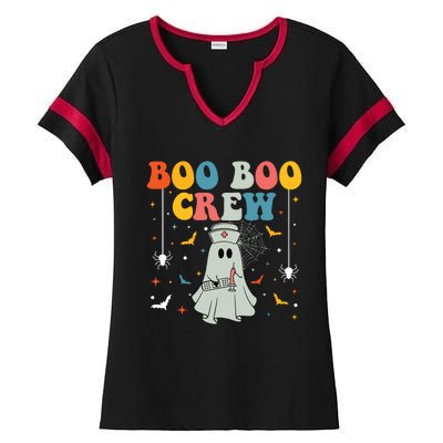 Groovy Boo Boo Crew For Cna Er Rn Lpn Funny Halloween Nurse Ladies Halftime Notch Neck Tee