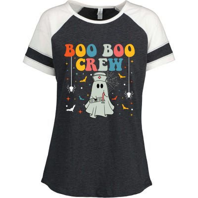 Groovy Boo Boo Crew For Cna Er Rn Lpn Funny Halloween Nurse Enza Ladies Jersey Colorblock Tee