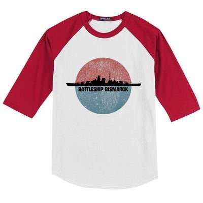 German Battleship Bismarck Ww2 Ship Kids Colorblock Raglan Jersey