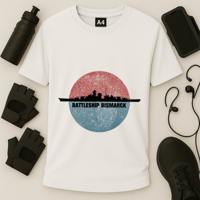 German Battleship Bismarck Ww2 Ship Cooling Performance Crew T-Shirt