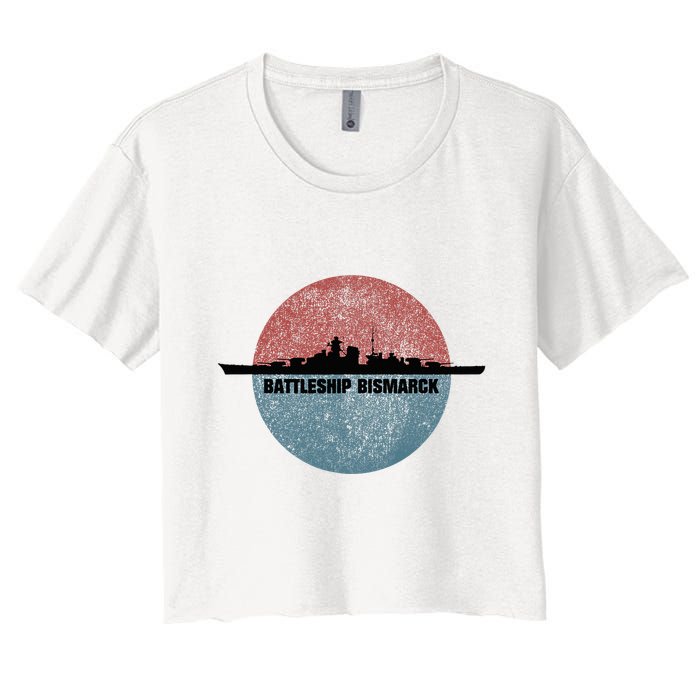 German Battleship Bismarck Ww2 Ship Women's Crop Top Tee