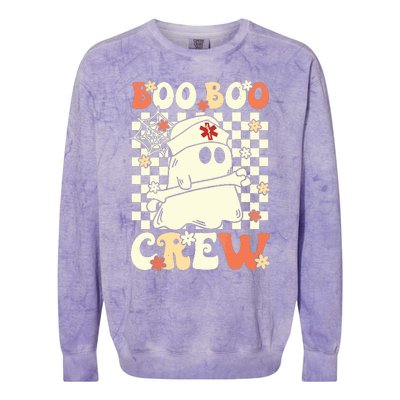 Groovy Boo Boo Crew Nurse Ghost Paramedic Emt Ems Halloween Colorblast Crewneck Sweatshirt