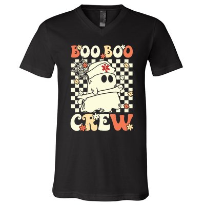 Groovy Boo Boo Crew Nurse Ghost Paramedic Emt Ems Halloween V-Neck T-Shirt