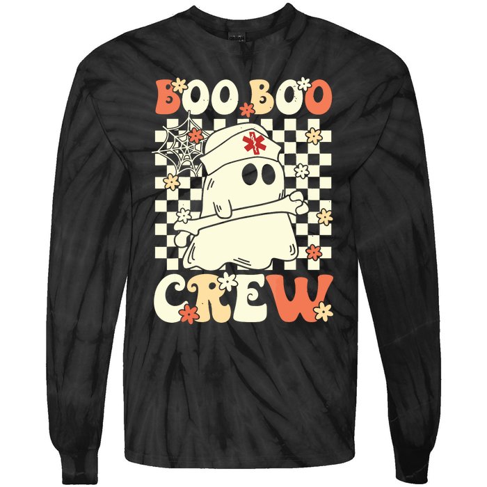 Groovy Boo Boo Crew Nurse Ghost Paramedic Emt Ems Halloween Tie-Dye Long Sleeve Shirt