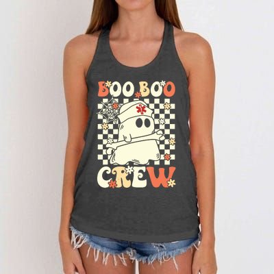 Groovy Boo Boo Crew Nurse Ghost Paramedic Emt Ems Halloween Women's Knotted Racerback Tank