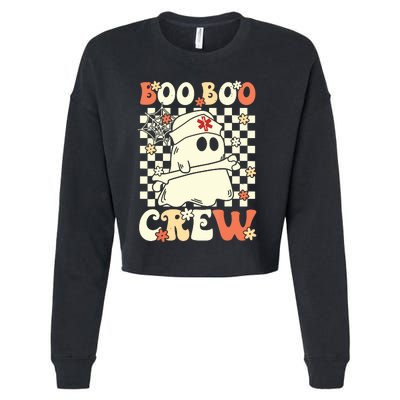 Groovy Boo Boo Crew Nurse Ghost Paramedic Emt Ems Halloween Cropped Pullover Crew