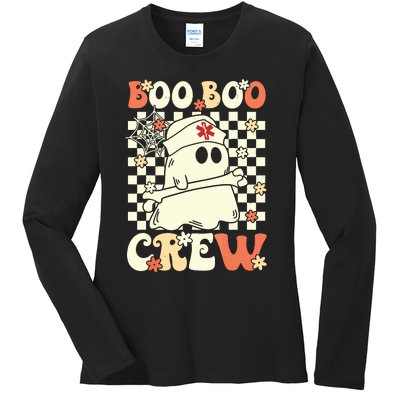 Groovy Boo Boo Crew Nurse Ghost Paramedic Emt Ems Halloween Ladies Long Sleeve Shirt