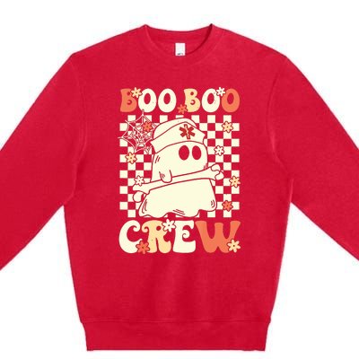 Groovy Boo Boo Crew Nurse Ghost Paramedic Emt Ems Halloween Premium Crewneck Sweatshirt