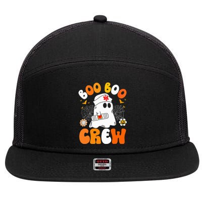 Groovy Boo Boo Crew Nurse Funny Ghost Halloween Nurse 7 Panel Mesh Trucker Snapback Hat