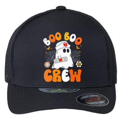 Groovy Boo Boo Crew Nurse Funny Ghost Halloween Nurse Flexfit Unipanel Trucker Cap