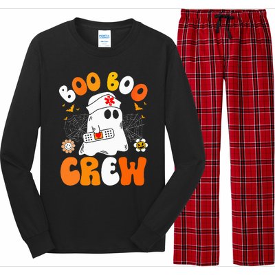 Groovy Boo Boo Crew Nurse Funny Ghost Halloween Nurse Long Sleeve Pajama Set