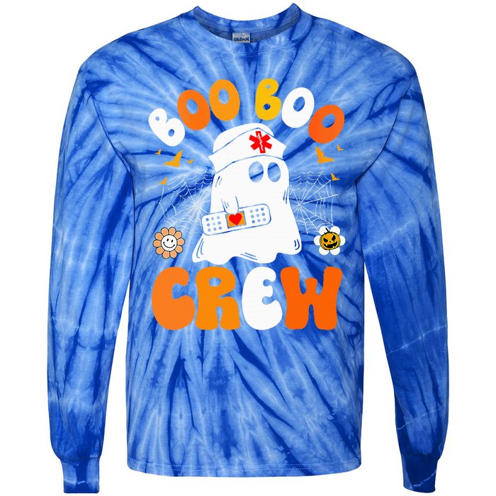 Groovy Boo Boo Crew Nurse Funny Ghost Halloween Nurse Tie-Dye Long Sleeve Shirt