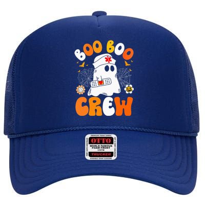 Groovy Boo Boo Crew Nurse Funny Ghost Halloween Nurse High Crown Mesh Back Trucker Hat