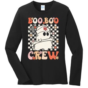 Groovy Boo Boo Crew Nurse Ghost Paramedic EMT EMS Halloween Ladies Long Sleeve Shirt