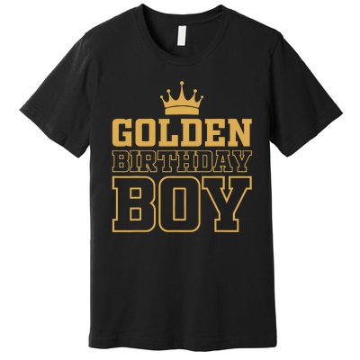 Golden Birthday Boy Birthday Party Decoration Bday Premium T-Shirt