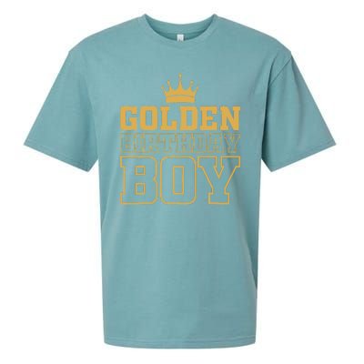 Golden Birthday Boy Birthday Party Decoration Bday Sueded Cloud Jersey T-Shirt