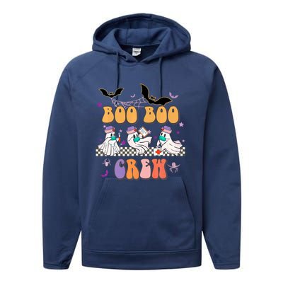 Groovy Boo Boo Crew Nurse Halloween Ghost Spooky Season Gift Performance Fleece Hoodie