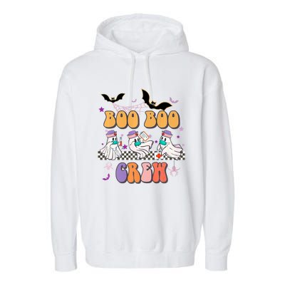 Groovy Boo Boo Crew Nurse Halloween Ghost Spooky Season Gift Garment-Dyed Fleece Hoodie