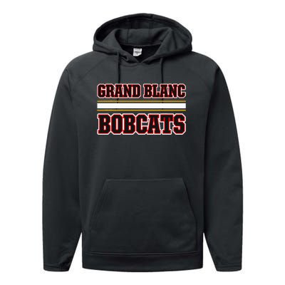 Grand Blanc Bobcats Horizontal Stripes Performance Fleece Hoodie