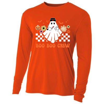 Groovy Boo Boo Crew Nurse Ghost Scrub Top Halloween Costume Gift Cooling Performance Long Sleeve Crew