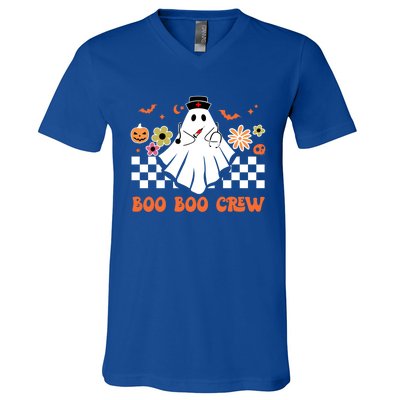 Groovy Boo Boo Crew Nurse Ghost Scrub Top Halloween Costume Gift V-Neck T-Shirt