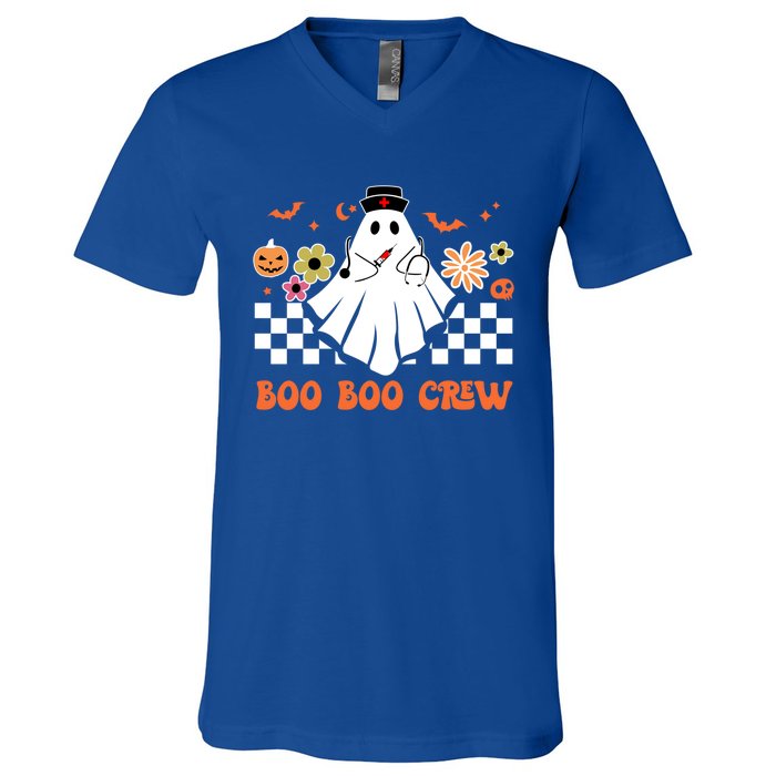 Groovy Boo Boo Crew Nurse Ghost Scrub Top Halloween Costume Gift V-Neck T-Shirt