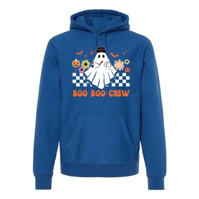 Groovy Boo Boo Crew Nurse Ghost Scrub Top Halloween Costume Gift Premium Hoodie