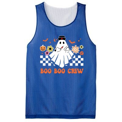 Groovy Boo Boo Crew Nurse Ghost Scrub Top Halloween Costume Gift Mesh Reversible Basketball Jersey Tank