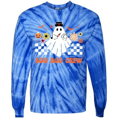 Groovy Boo Boo Crew Nurse Ghost Scrub Top Halloween Costume Gift Tie-Dye Long Sleeve Shirt