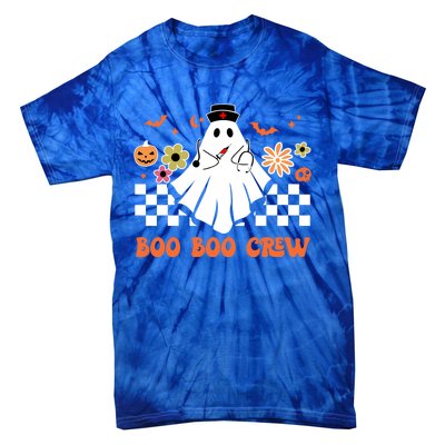 Groovy Boo Boo Crew Nurse Ghost Scrub Top Halloween Costume Gift Tie-Dye T-Shirt