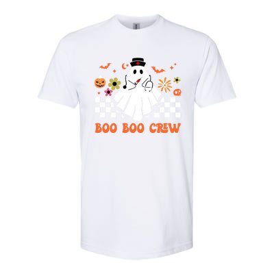 Groovy Boo Boo Crew Nurse Ghost Scrub Top Halloween Costume Gift Softstyle CVC T-Shirt