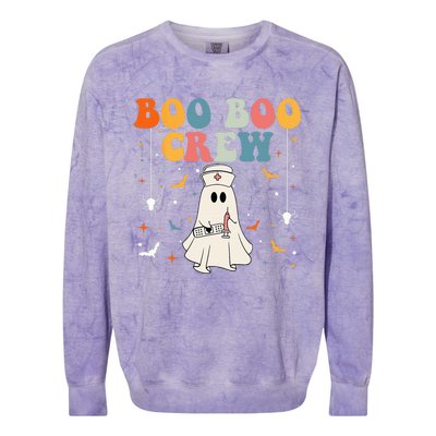 Groovy Boo Boo Crew For CNA ER RN LPN Funny Halloween Nurse Colorblast Crewneck Sweatshirt